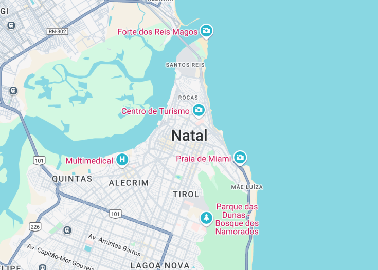 Map of Natal, Brazil