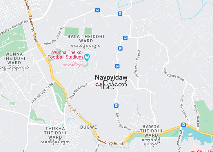 Map of Naypyidaw, Myanmar