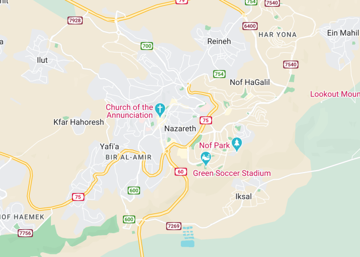 Map of Nazareth, Israel