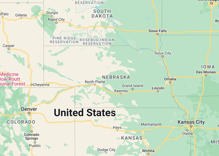 Map of Nebraska (USA), 