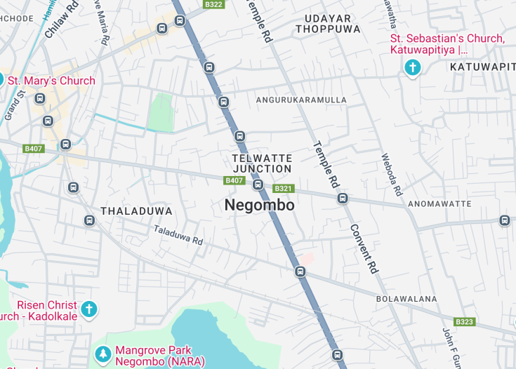 Map of Negombo, Sri Lanka