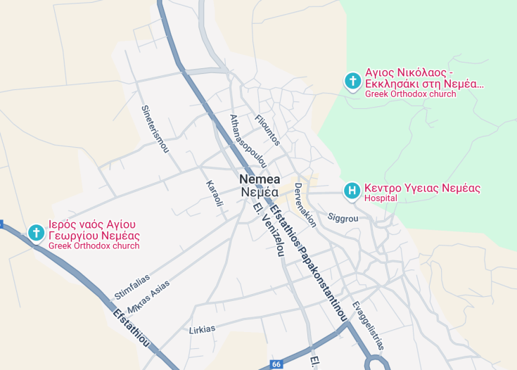 Map of Nemea, Greece