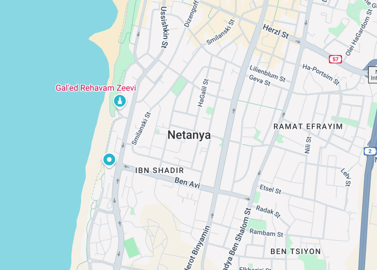 Map of Netanya, Israel