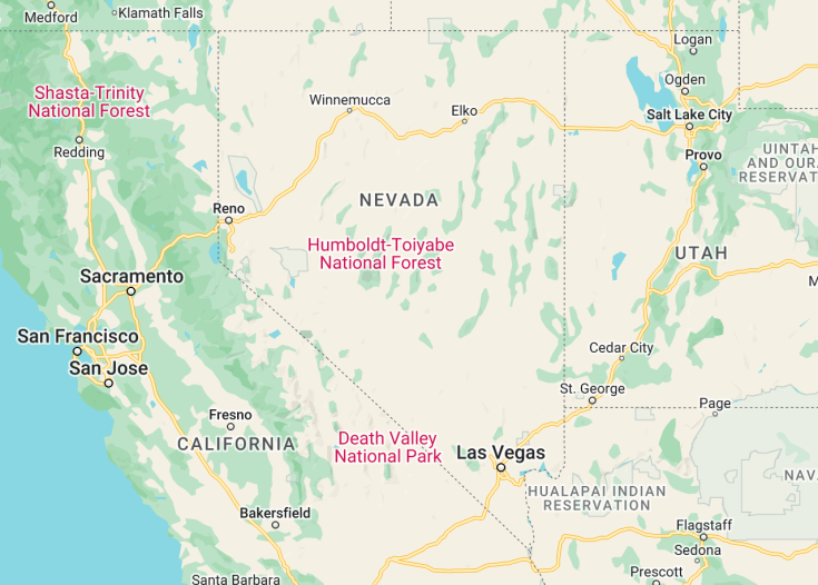 Map of Nevada (USA), 