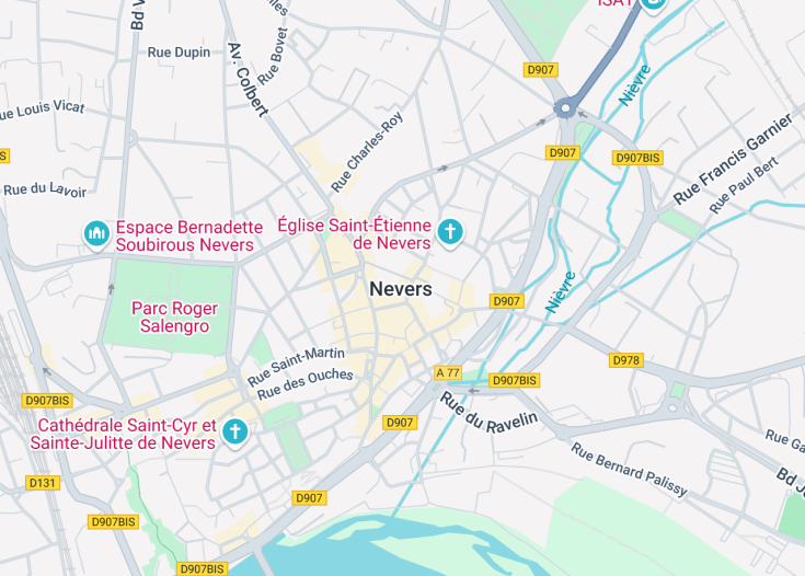 Map of Nevers, France