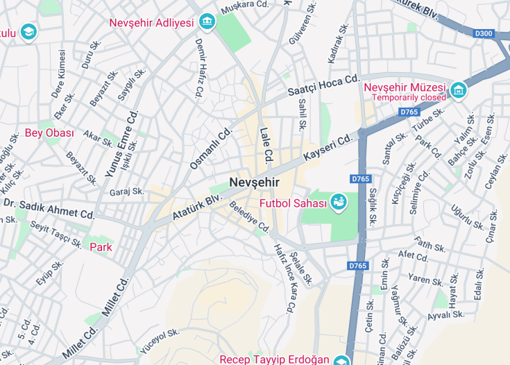 Map of Nevşehir, Turkey