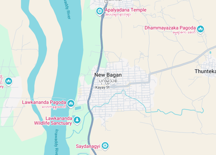 Map of New Bagan, Myanmar