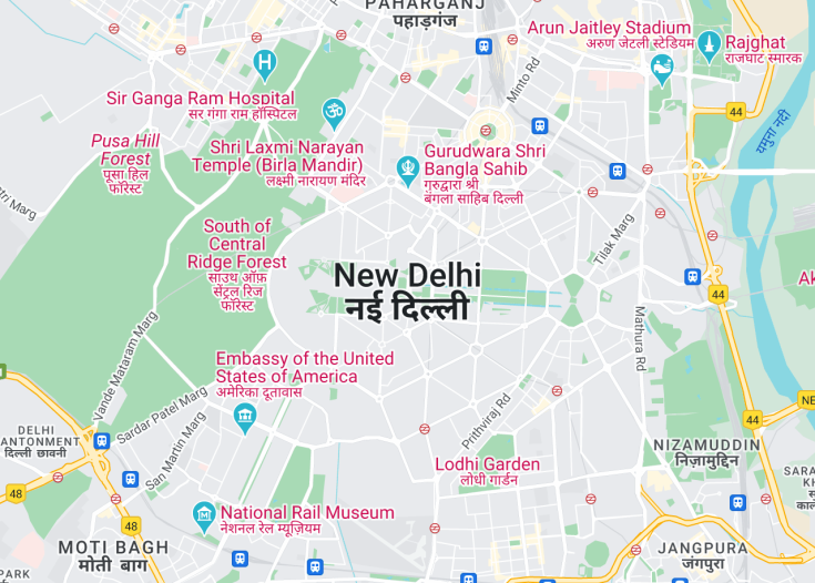 Map of New Delhi, India