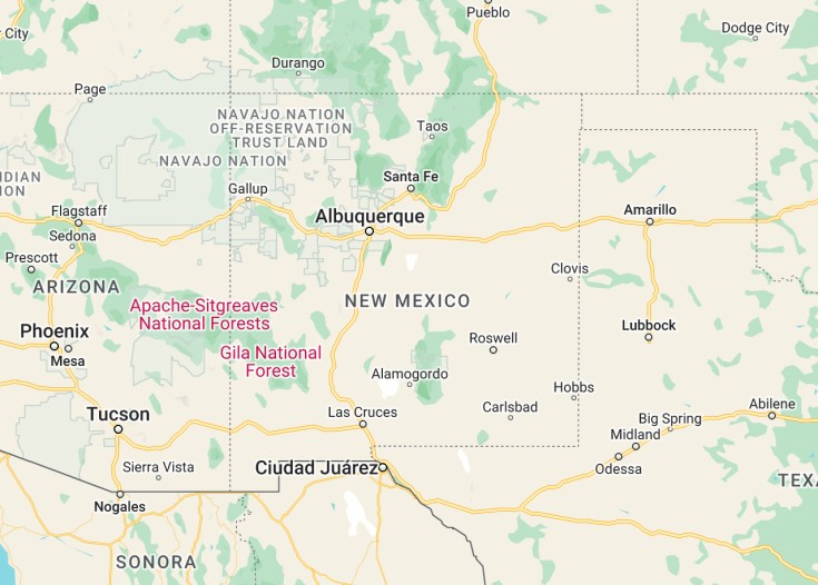 Map of New Mexico (USA), 