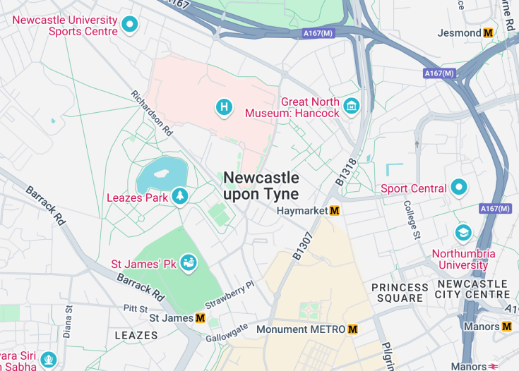 Map of Newcastle, England (United Kingdom)