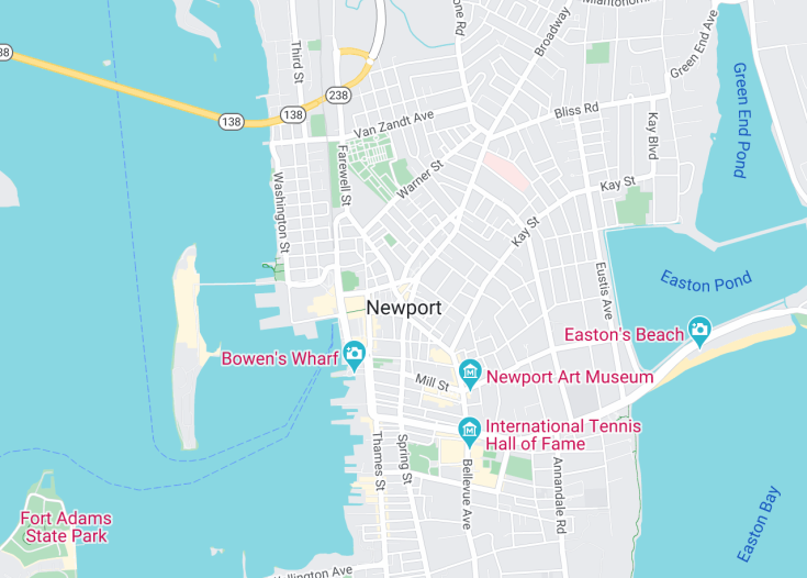 Map of Newport, Rhode Island (USA)