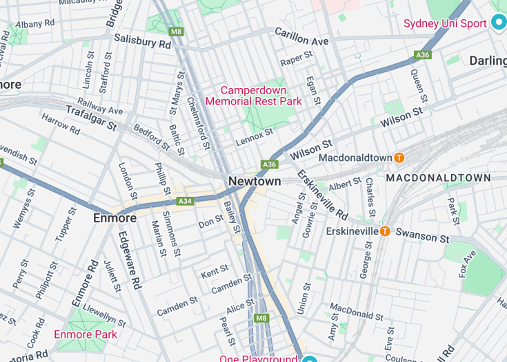 Map of Newtown, Australia