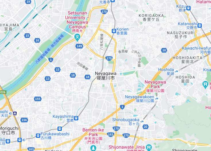 Map of Neyagawa, Japan