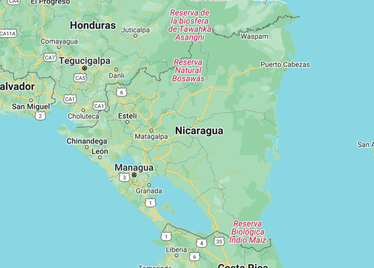 Map of Nicaragua, 