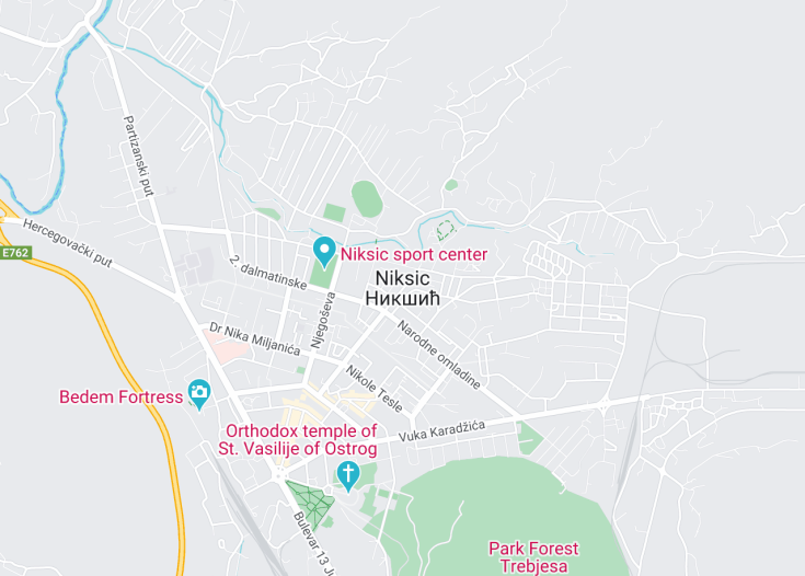 Map of Niksic, Montenegro