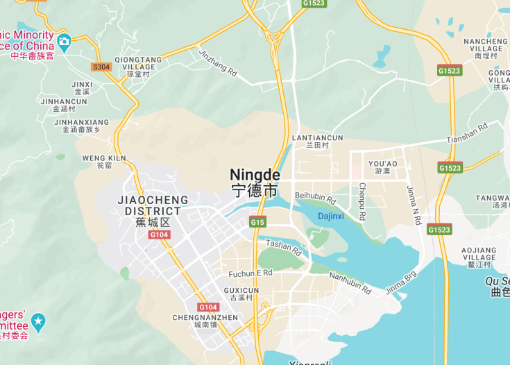 Map of Ningde, China