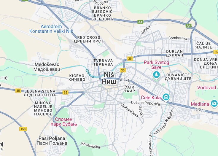 Map of Niš, Serbia