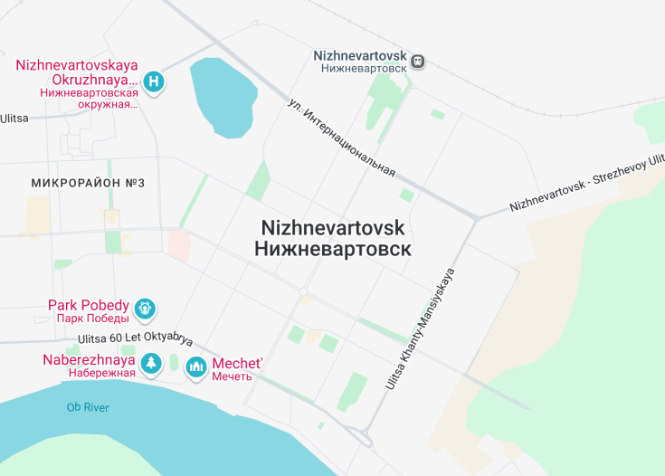 Map of Nizhnevartovsk, Russia