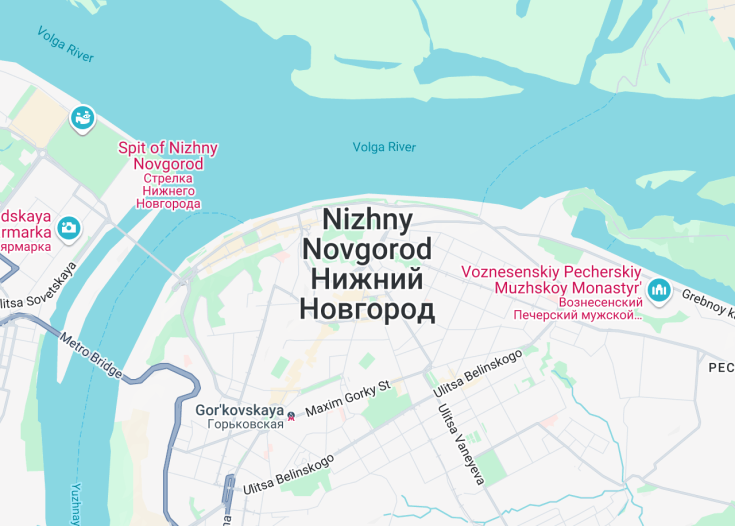 Map of Nizhny Novgorod, Russia