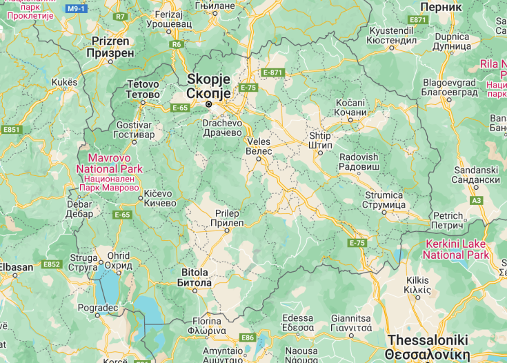 Map of North Macedonia, 