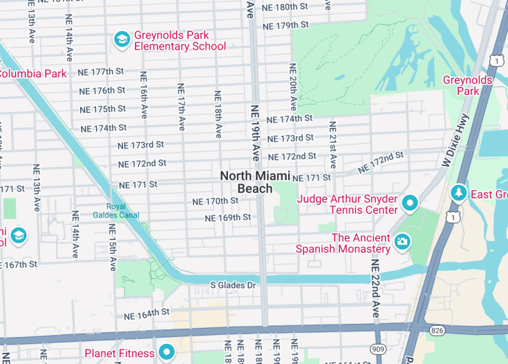 Map of North Miami Beach, Florida (USA)