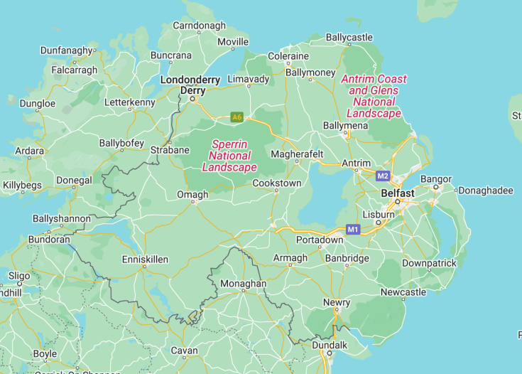 Map of Northern Ireland (United Kingdom), 