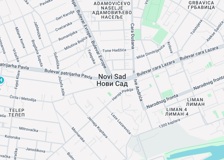 Map of Novi Sad, Serbia