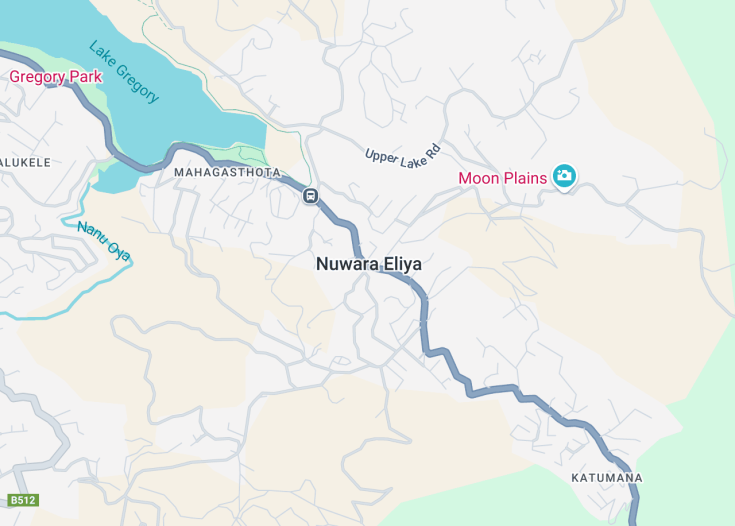 Map of Nuwara Eliya, Sri Lanka