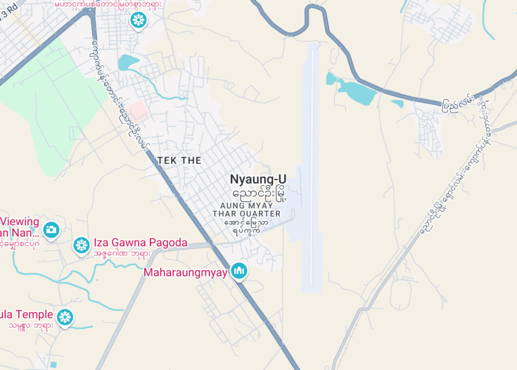 Map of Nyaung-U, Myanmar