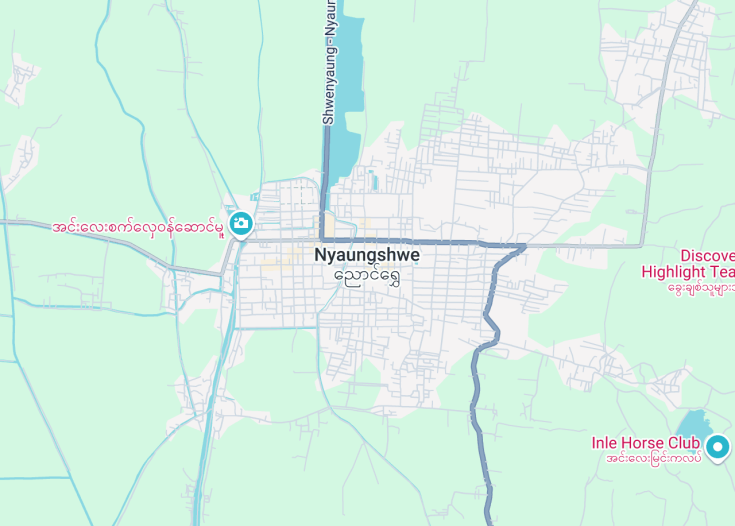 Map of Nyaungshwe, Myanmar