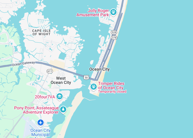 Map of Ocean City, Maryland (USA)