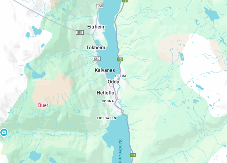 Map of Odda, Norway