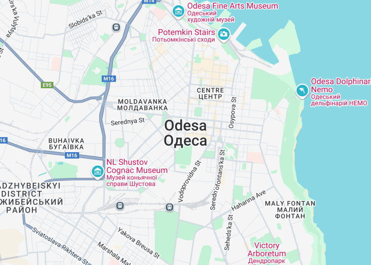 Map of Odessa, Ukraine