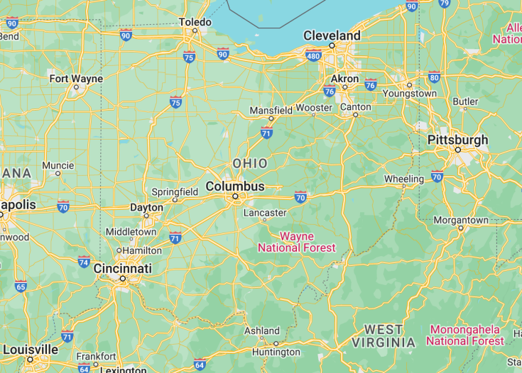 Map of Ohio (USA), 