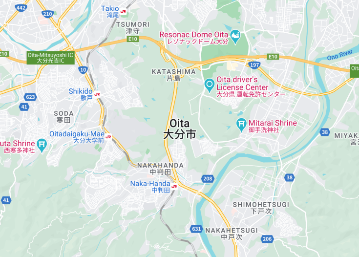 Map of Oita, Japan