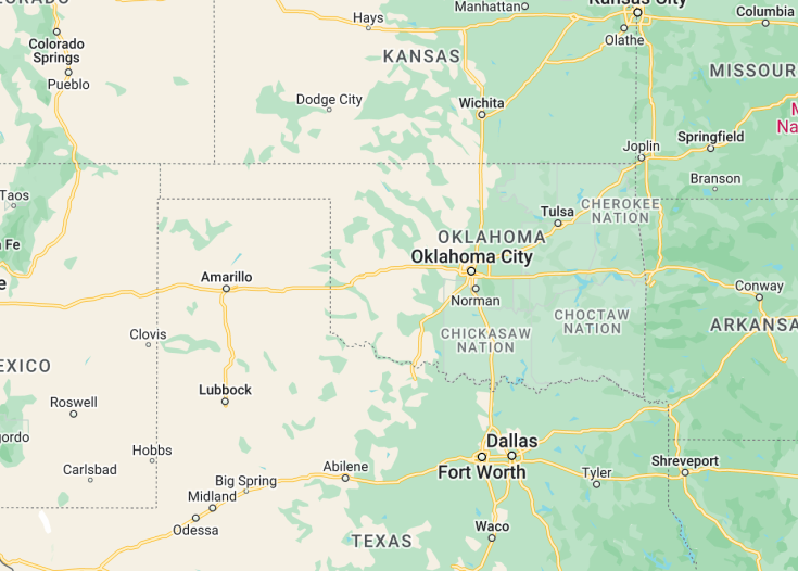 Map of Oklahoma (USA), 