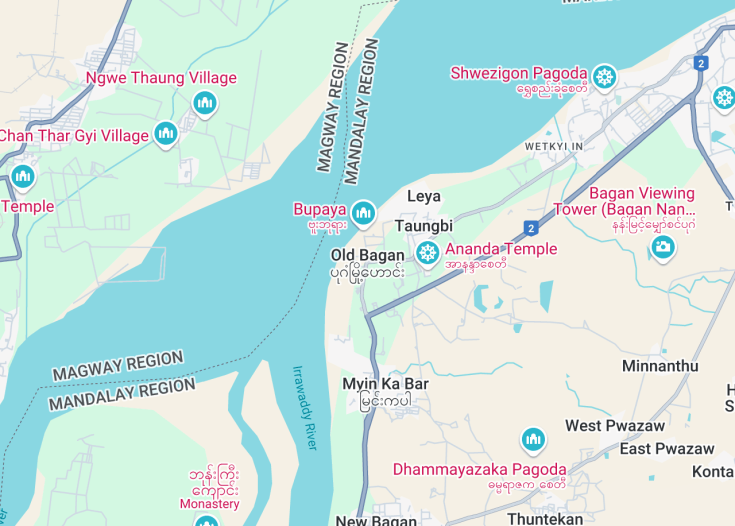 Map of Old Bagan, Myanmar