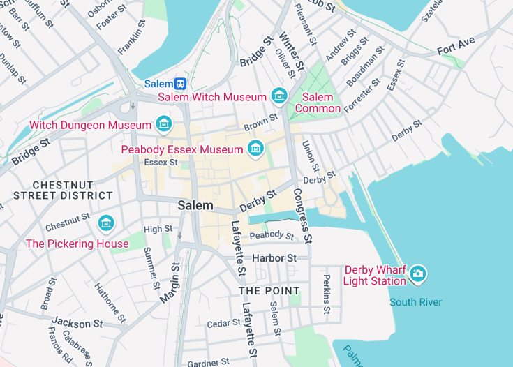 Map of Old Burying Point Cemetery, Salem