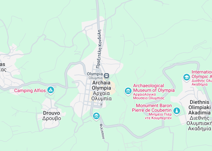 Map of Olympia, Greece