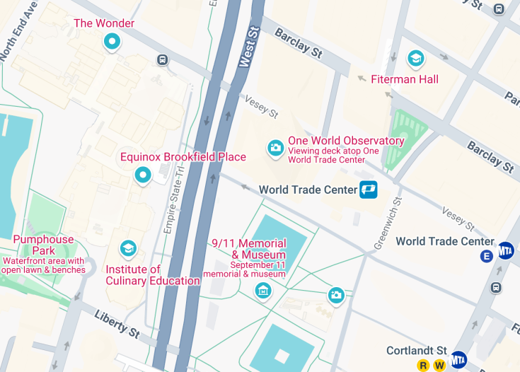 Map of One World Trade Center, Manhattan (New York City)