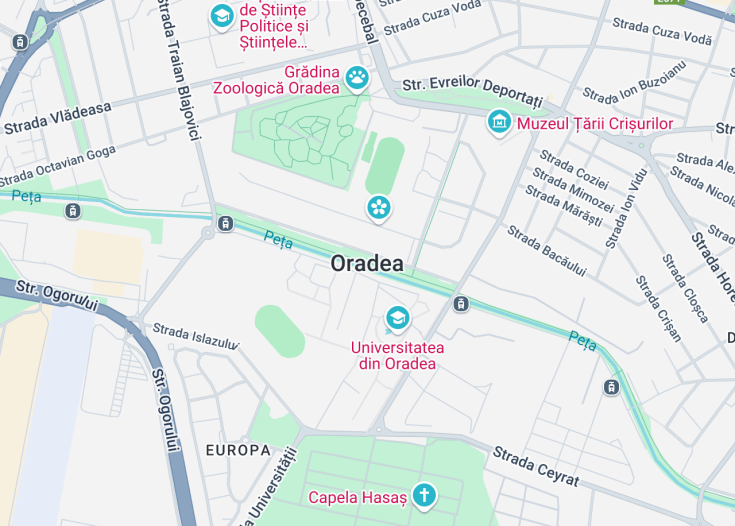 Map of Oradea, Romania