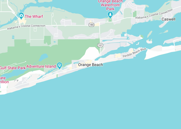 Map of Orange Beach, Alabama (USA)