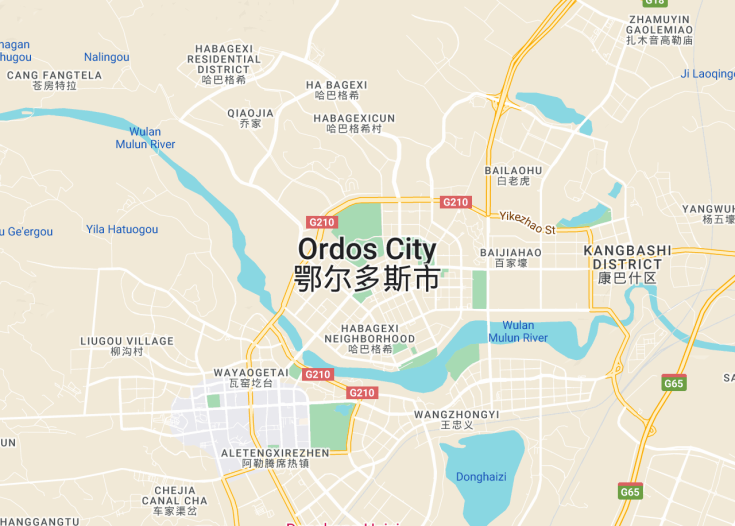 Map of Ordos City, China