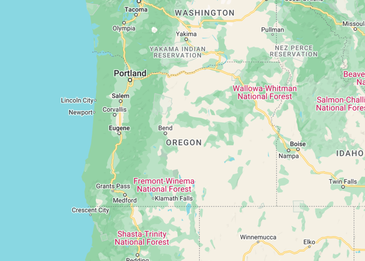 Map of Oregon (USA), 