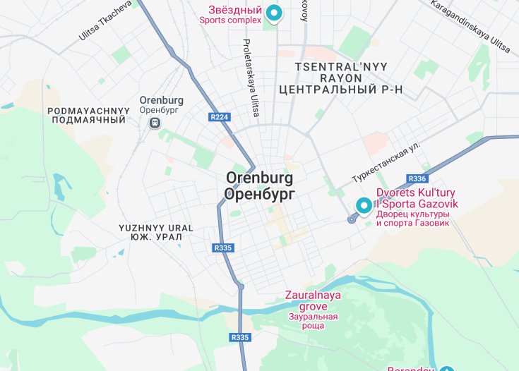 Map of Orenburg, Russia