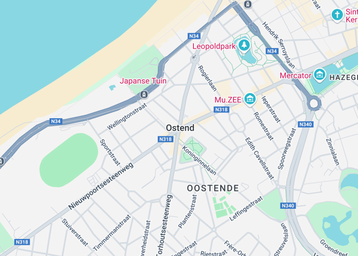 Map of Ostend, Belgium