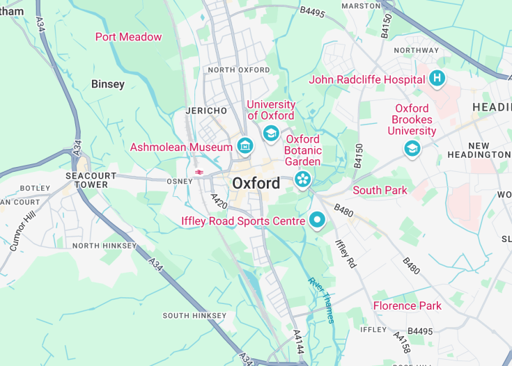 Map of Oxford, England (United Kingdom)