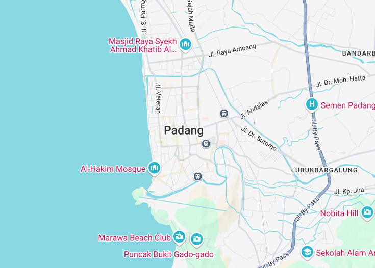 Map of Padang, Indonesia