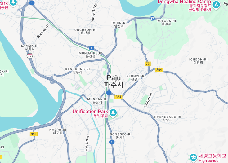 Map of Paju, South Korea