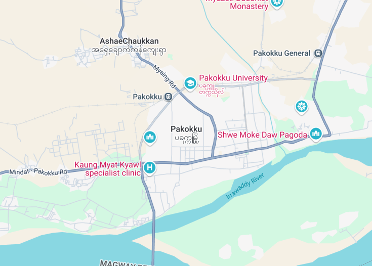 Map of Pakokku, Myanmar